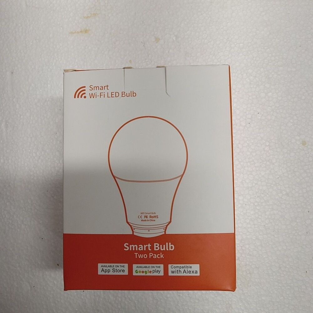 Smart WiFi Light Bulb 2 Pack A19 LED Dimmable Multicolored RGB WE26 Base